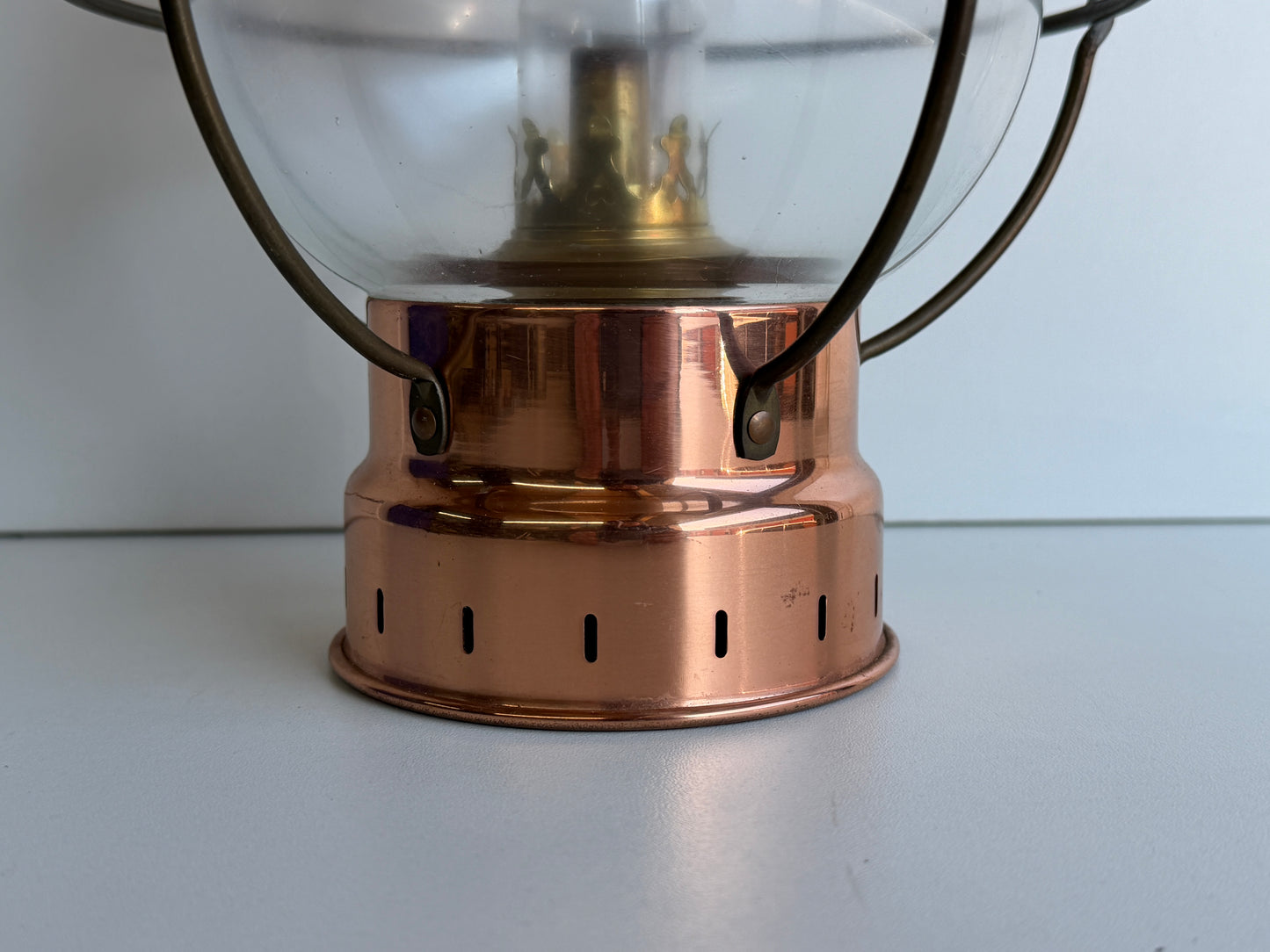 Messing/koper Trawlerlamp / olielamp / lamp 28 cm hoog