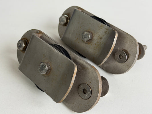 2 x schildpadblok / keerblok 80 mm schijf tot 10 mm lijn