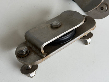 2 x schildpadblok / keerblok 80 mm schijf tot 10 mm lijn