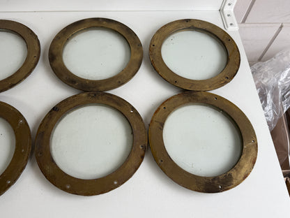 6 x Bronzen / messing patrijspoort dicht / lichtrand 235 mm