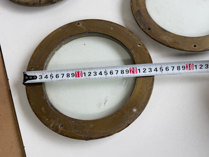 6 x Bronzen / messing patrijspoort dicht / lichtrand 235 mm