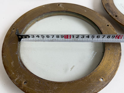 6 x Bronzen / messing patrijspoort dicht / lichtrand 235 mm