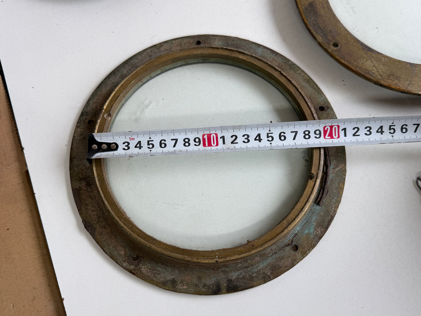 6 x Bronzen / messing patrijspoort dicht / lichtrand 235 mm