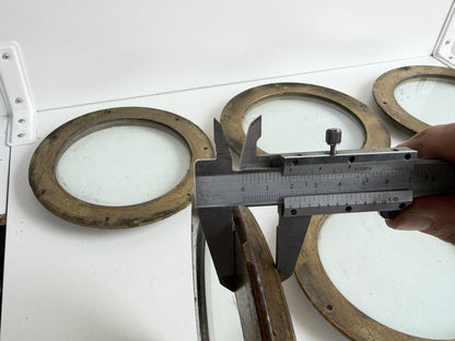 6 x Bronzen / messing patrijspoort dicht / lichtrand 235 mm