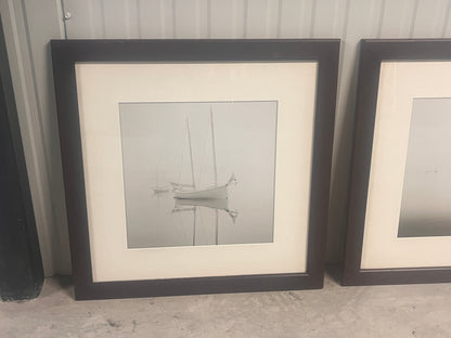 Schilderij/foto van klassieke zeilboot in houten lijst 70 x 70 cm