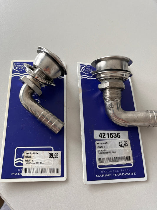 Marinetech RVS A4-316 Tankontluchter 90 graden 16 mm