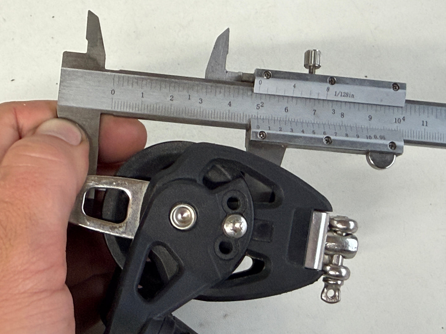 Selden 1 schijfs blok 50 mm met klem en hondsvot 50 mm 12 mm