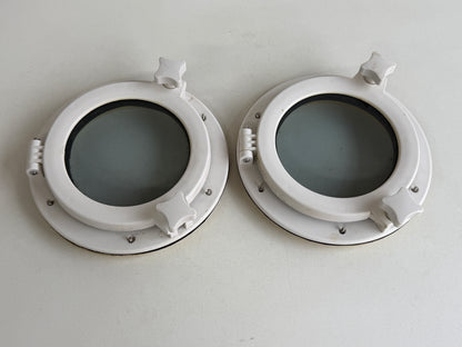 2 x Witte kunststof patrijspoort 21 cm