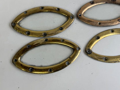 4 x bronzen patrijspoort / lichtrand 21 x 11 cm