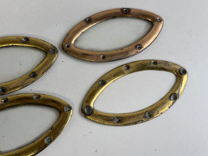 4 x bronzen patrijspoort / lichtrand 21 x 11 cm