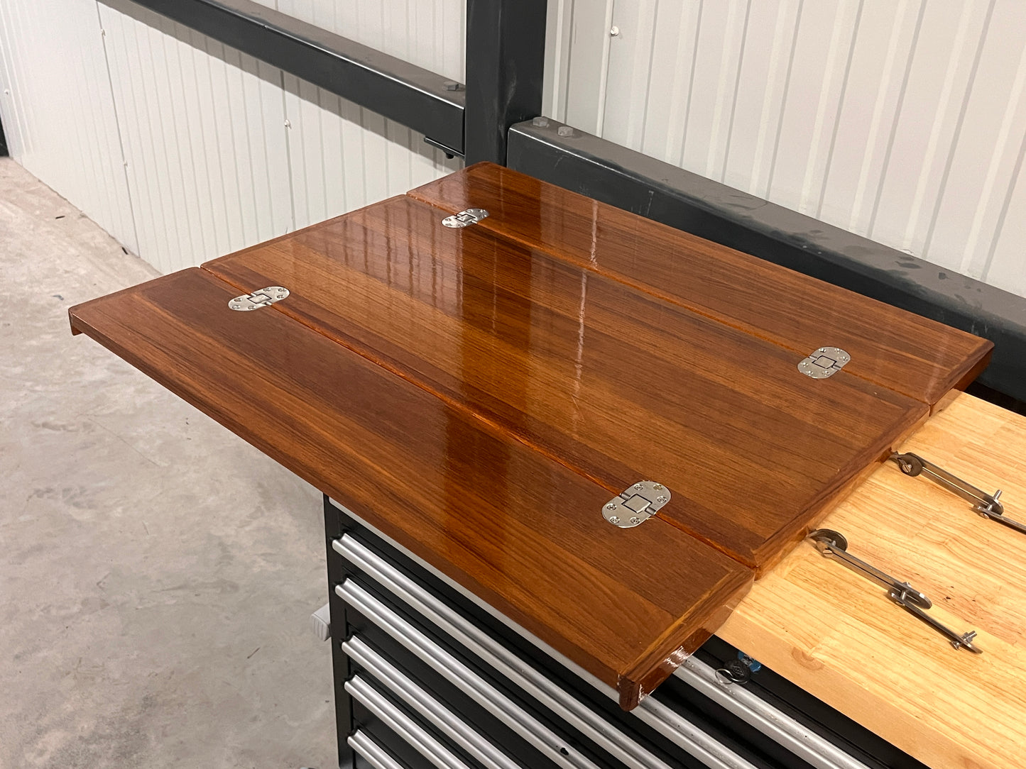 Teak kuiptafel / tafelblad 80 x 70 cm + inklappoot