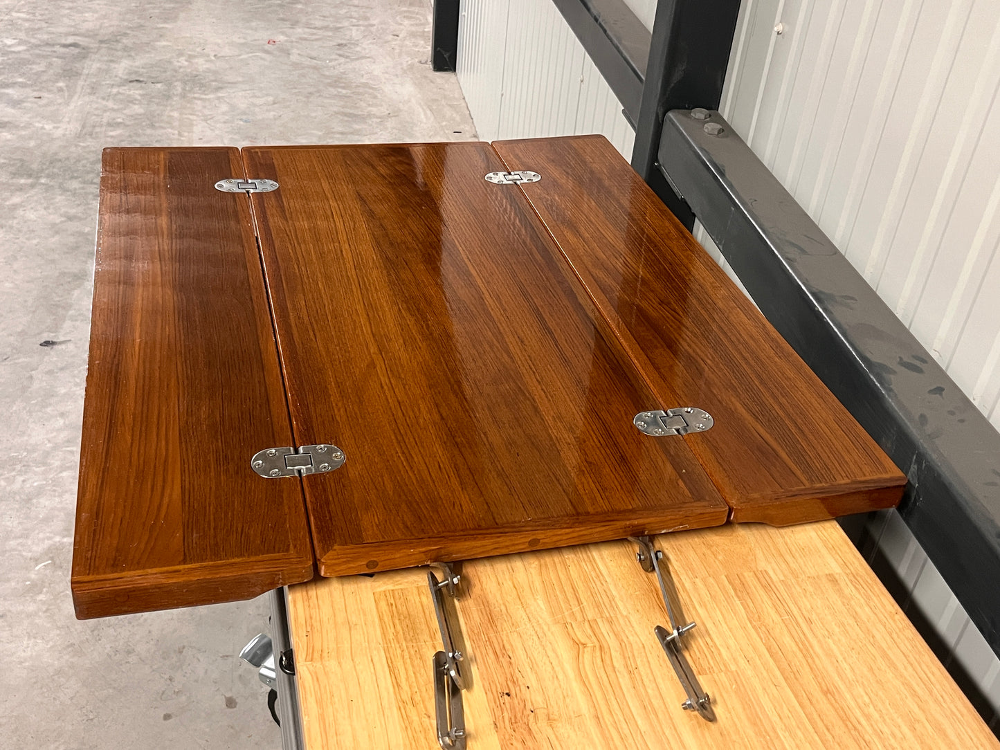 Teak kuiptafel / tafelblad 80 x 70 cm + inklappoot