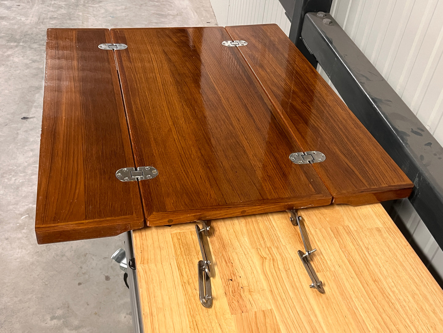 Teak kuiptafel / tafelblad 80 x 70 cm + inklappoot