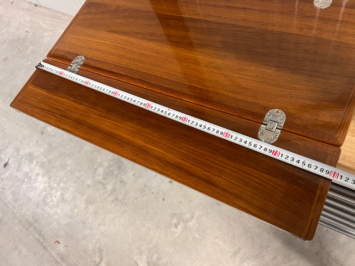 Teak kuiptafel / tafelblad 80 x 70 cm + inklappoot