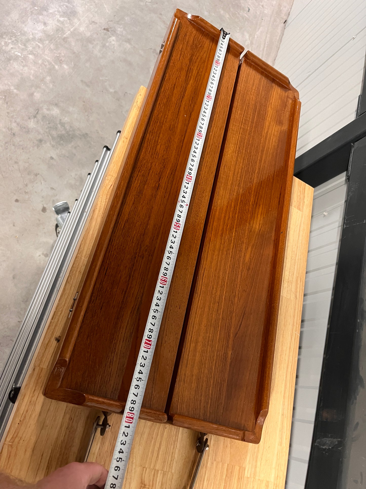 Teak kuiptafel / tafelblad 80 x 70 cm + inklappoot