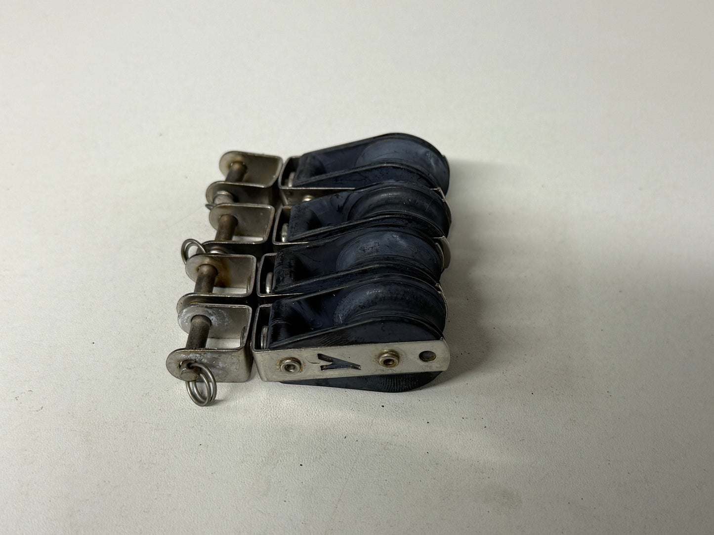Y 1 schijfs blok met gaffelsluiting 27 mm tot 8 mm lijn, gelagerd