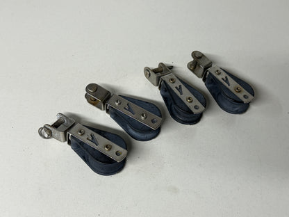 Y 1 schijfs blok met gaffelsluiting 27 mm tot 8 mm lijn, gelagerd