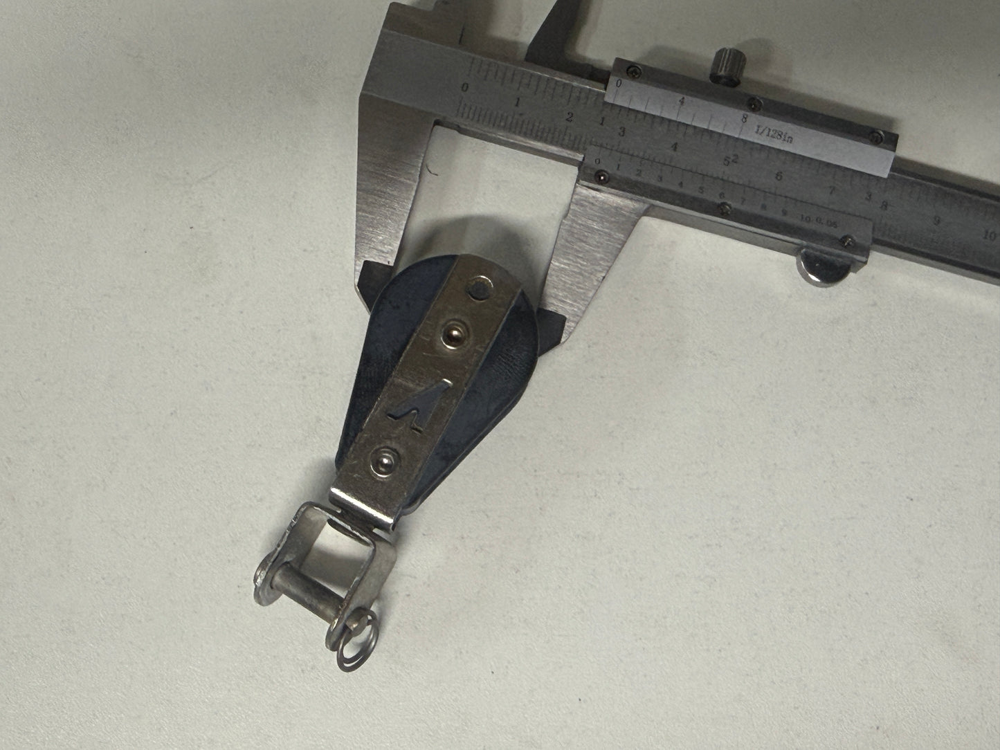 Y 1 schijfs blok met gaffelsluiting 27 mm tot 8 mm lijn, gelagerd