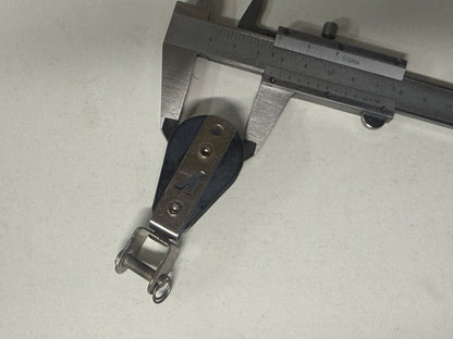 Y 1 schijfs blok met gaffelsluiting 27 mm tot 8 mm lijn, gelagerd
