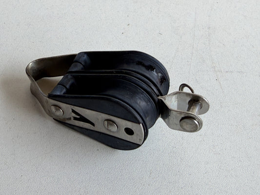 Y 2 schijfs blok 29 mm tot 8 mm lijn, hondsvot, gelagerd