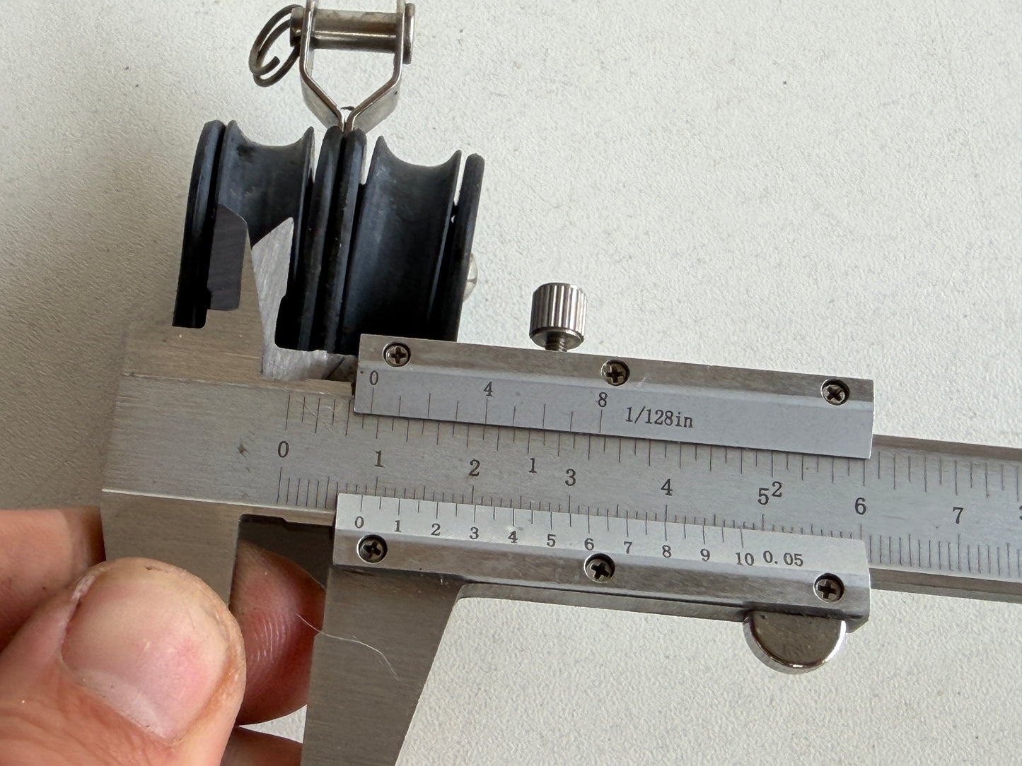 Y 2 schijfs blok 29 mm tot 8 mm lijn, hondsvot, gelagerd