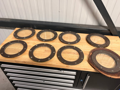 Bronzen patrijspoort / lichtrand met glas 235 mm