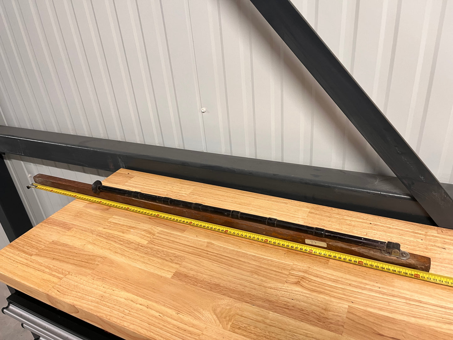 Houten helmstok 112 cm + helmstokverlenger