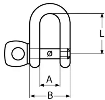 Boat Vision D-sluiting kort 7 x 14 x 23,5 mm. 2.200 kg. A4/316