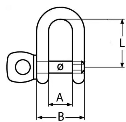 D-Sluiting kort 10 x 20 x 36 mm 4500 kg A4/316